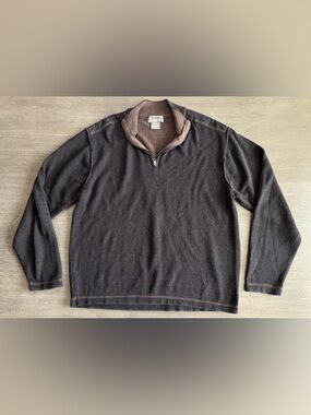 Dark Brown Pullover 1/4 Zip Park Slope Sweater Sweatshirt XL